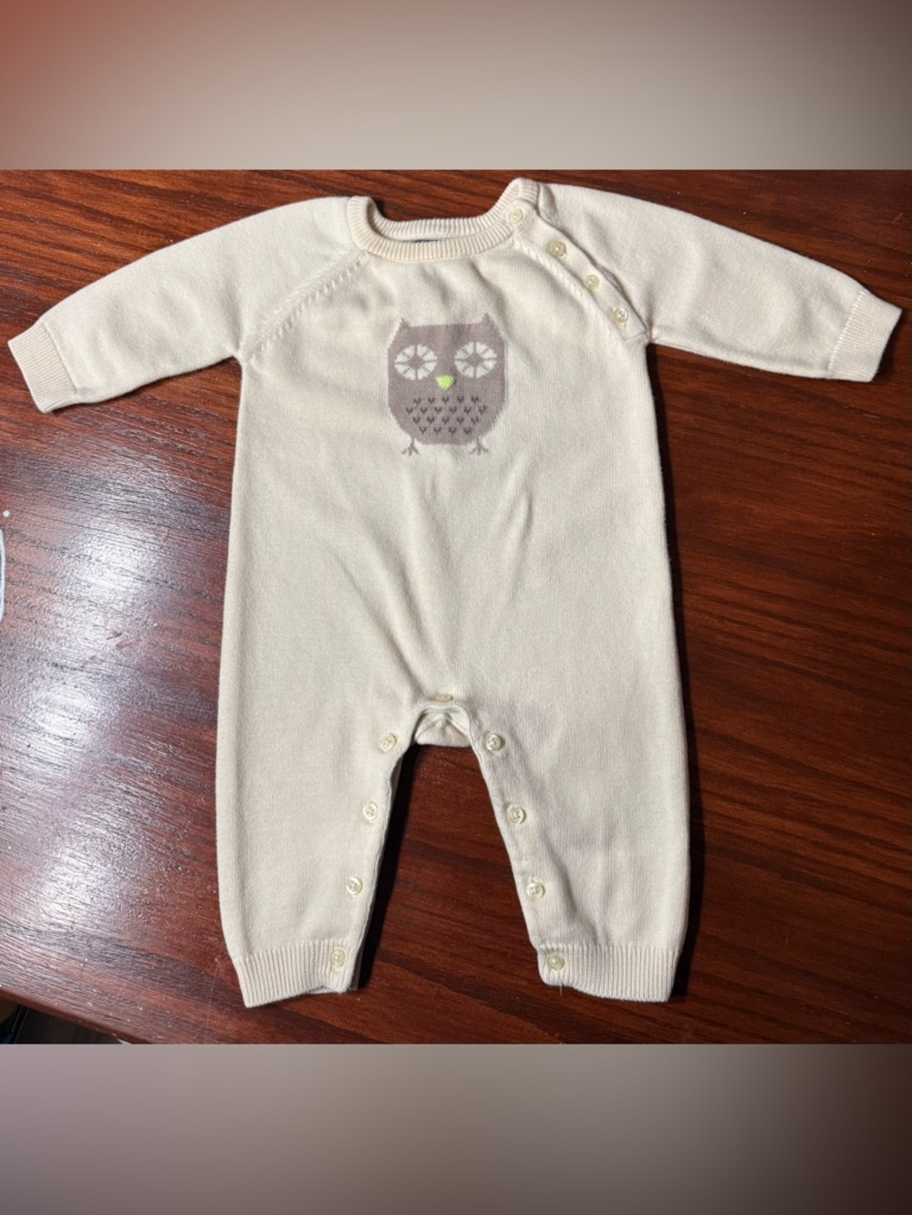 GAP Cream Knit Baby One-Piece with Owl